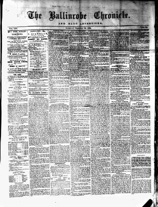 cover page of Ballinrobe Chronicle and Mayo Advertiser published on February 28, 1880