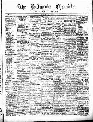 cover page of Ballinrobe Chronicle and Mayo Advertiser published on July 6, 1889