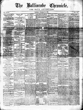 cover page of Ballinrobe Chronicle and Mayo Advertiser published on December 30, 1893