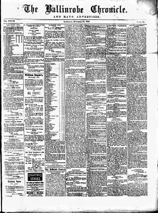 cover page of Ballinrobe Chronicle and Mayo Advertiser published on November 30, 1895
