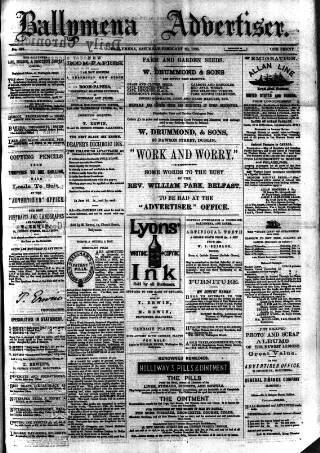 cover page of Ballymena Advertiser published on February 28, 1885