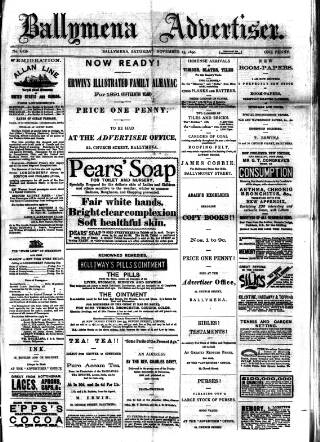 cover page of Ballymena Advertiser published on November 15, 1890