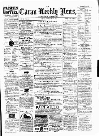 cover page of Cavan Weekly News and General Advertiser published on February 28, 1873