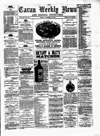 cover page of Cavan Weekly News and General Advertiser published on November 30, 1883