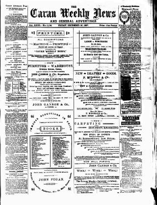 cover page of Cavan Weekly News and General Advertiser published on December 30, 1887