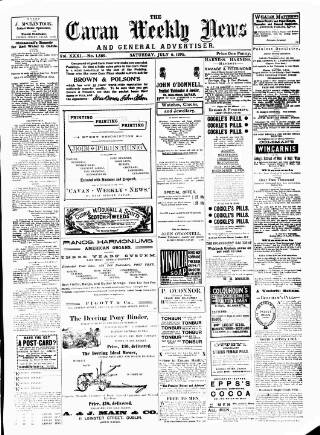 cover page of Cavan Weekly News and General Advertiser published on July 6, 1895