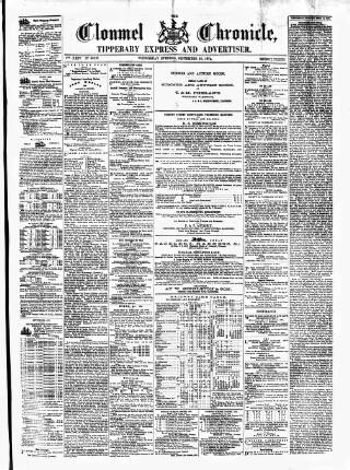 cover page of Clonmel Chronicle published on September 18, 1872
