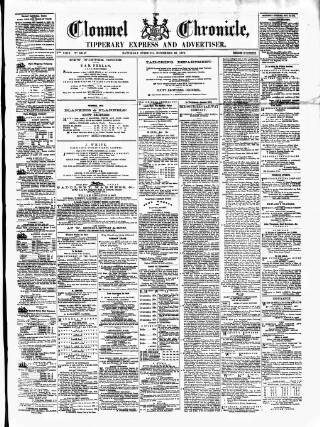 cover page of Clonmel Chronicle published on November 30, 1872