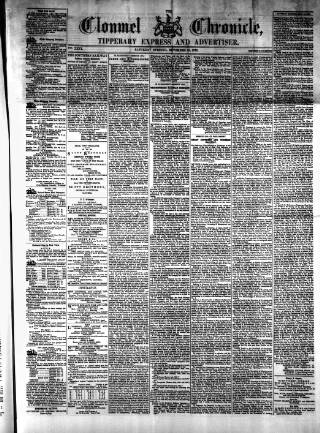 cover page of Clonmel Chronicle published on November 15, 1873