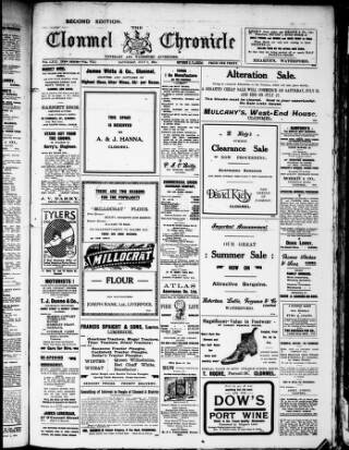 cover page of Clonmel Chronicle published on July 6, 1918