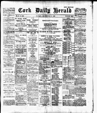 cover page of Cork Daily Herald published on September 18, 1896