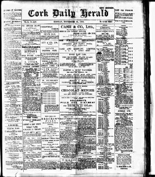 cover page of Cork Daily Herald published on November 30, 1896