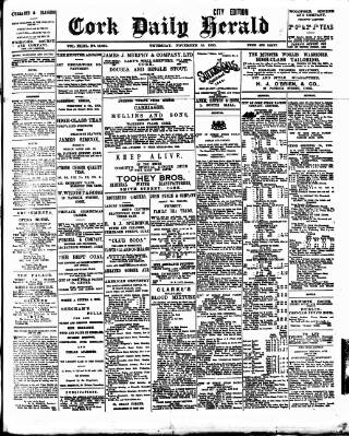 cover page of Cork Daily Herald published on November 15, 1900