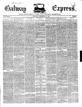 cover page of Galway Express published on September 18, 1858
