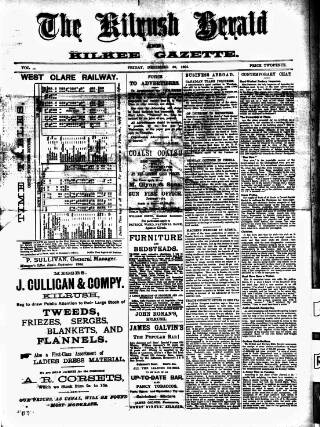 cover page of Kilrush Herald and Kilkee Gazette published on December 30, 1904