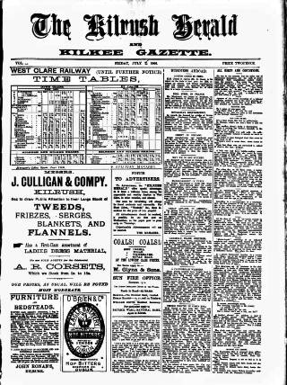cover page of Kilrush Herald and Kilkee Gazette published on July 6, 1906