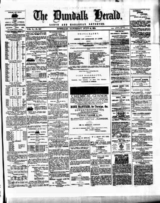 cover page of Dundalk Herald published on July 6, 1878