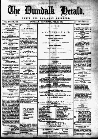 cover page of Dundalk Herald published on February 28, 1885