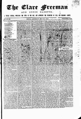 cover page of Clare Freeman and Ennis Gazette published on May 29, 1858