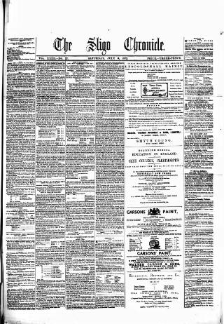 cover page of Sligo Chronicle published on July 6, 1872