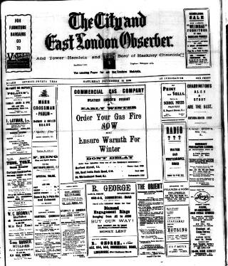 cover page of East London Observer published on November 15, 1930