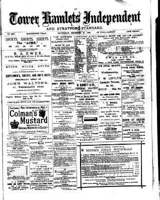 cover page of Tower Hamlets Independent and East End Local Advertiser published on December 30, 1882