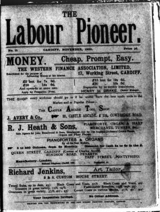 cover page of Labour Pioneer (Cardiff) published on November 1, 1900