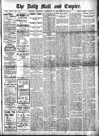 cover page of Toronto Daily Mail published on February 28, 1895