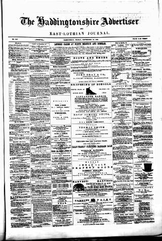 cover page of Haddingtonshire Advertiser and East-Lothian Journal published on September 18, 1885