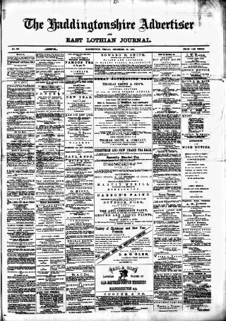 cover page of Haddingtonshire Advertiser and East-Lothian Journal published on December 30, 1887