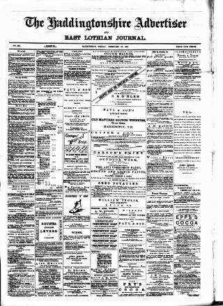 cover page of Haddingtonshire Advertiser and East-Lothian Journal published on February 10, 1888