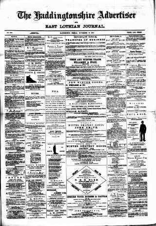 cover page of Haddingtonshire Advertiser and East-Lothian Journal published on November 16, 1888