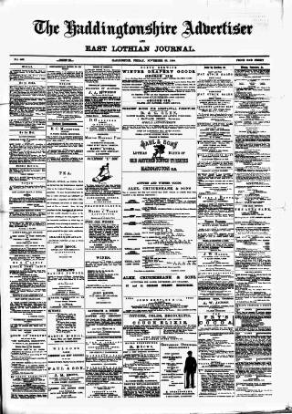 cover page of Haddingtonshire Advertiser and East-Lothian Journal published on November 30, 1888
