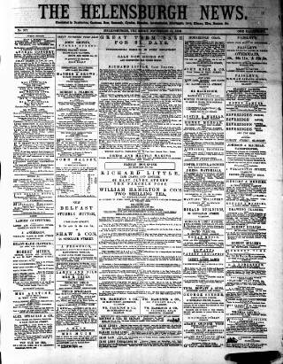 cover page of Helensburgh News published on November 15, 1883