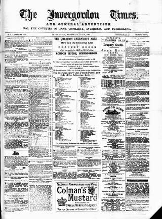 cover page of Invergordon Times and General Advertiser published on July 6, 1881