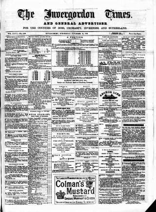 cover page of Invergordon Times and General Advertiser published on November 30, 1881