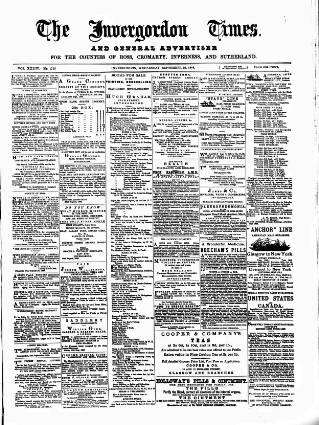 cover page of Invergordon Times and General Advertiser published on September 26, 1888
