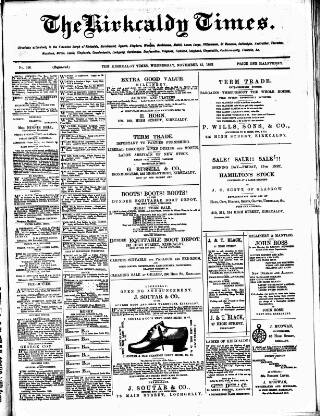 cover page of Kirkcaldy Times published on November 15, 1882