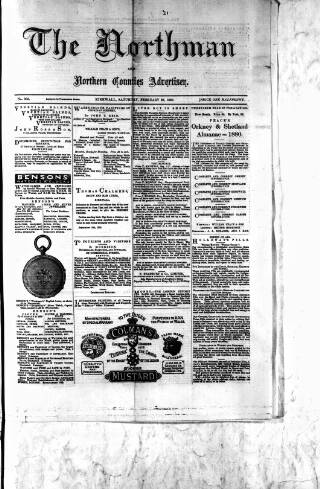 cover page of Northman and Northern Counties Advertiser published on February 28, 1880