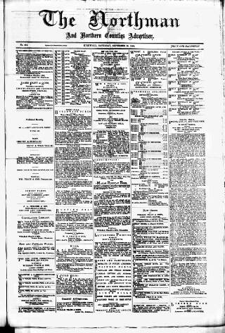 cover page of Northman and Northern Counties Advertiser published on September 18, 1886