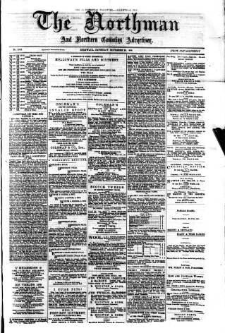 cover page of Northman and Northern Counties Advertiser published on November 29, 1890