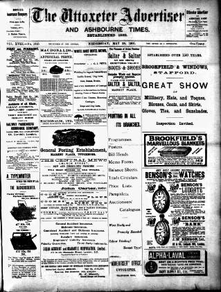 cover page of Uttoxeter Advertiser and Ashbourne Times published on May 29, 1901