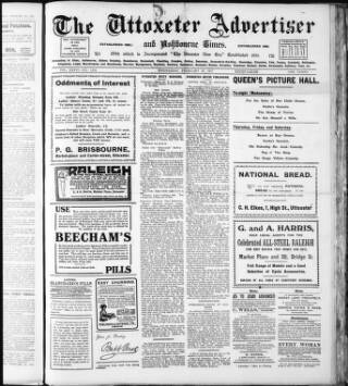 cover page of Uttoxeter Advertiser and Ashbourne Times published on February 28, 1917