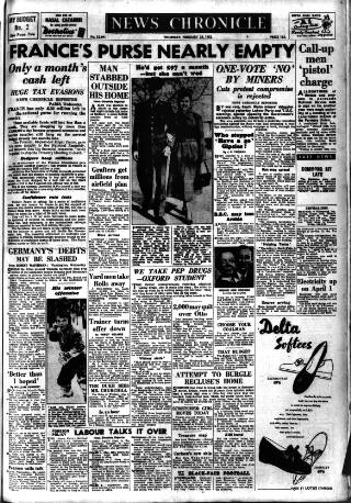cover page of Daily News (London) published on February 28, 1952