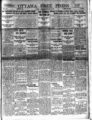 cover page of Ottawa Free Press published on February 28, 1907