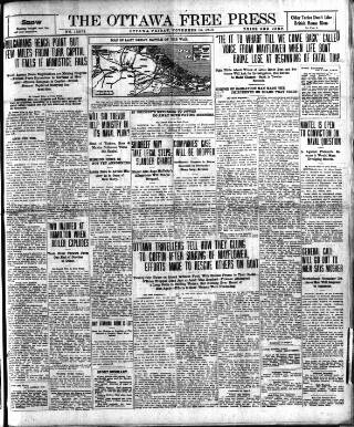 cover page of Ottawa Free Press published on November 15, 1912