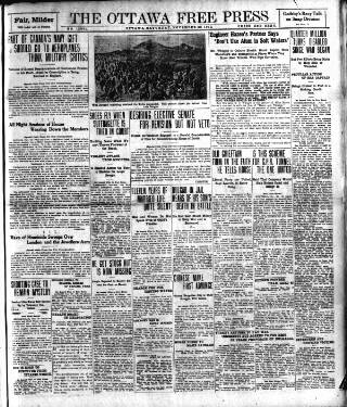 cover page of Ottawa Free Press published on November 30, 1912