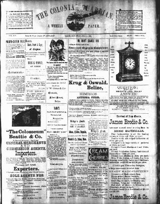 cover page of Colonial Guardian (Belize) published on July 6, 1895