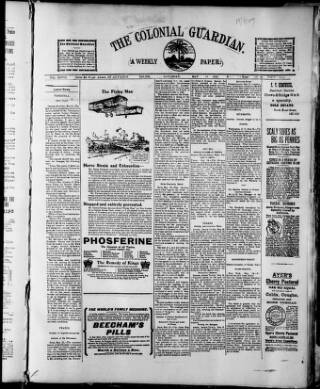 cover page of Colonial Guardian (Belize) published on May 29, 1909