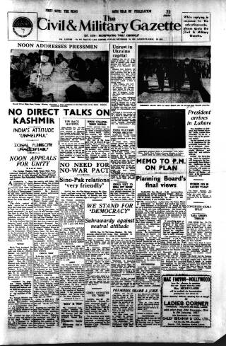cover page of Civil & Military Gazette (Lahore) published on December 30, 1956